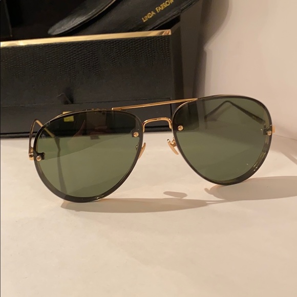 LINDA FARROW 18K GOLD AVIATORS - Picture 3 of 13